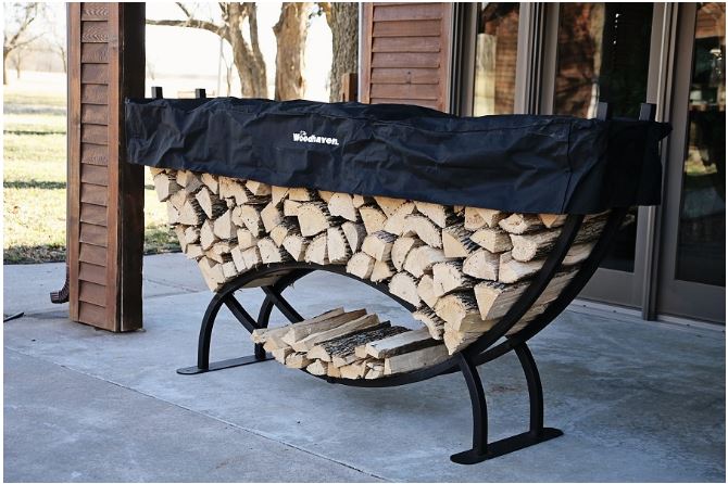 outdoor fireplace wood holder